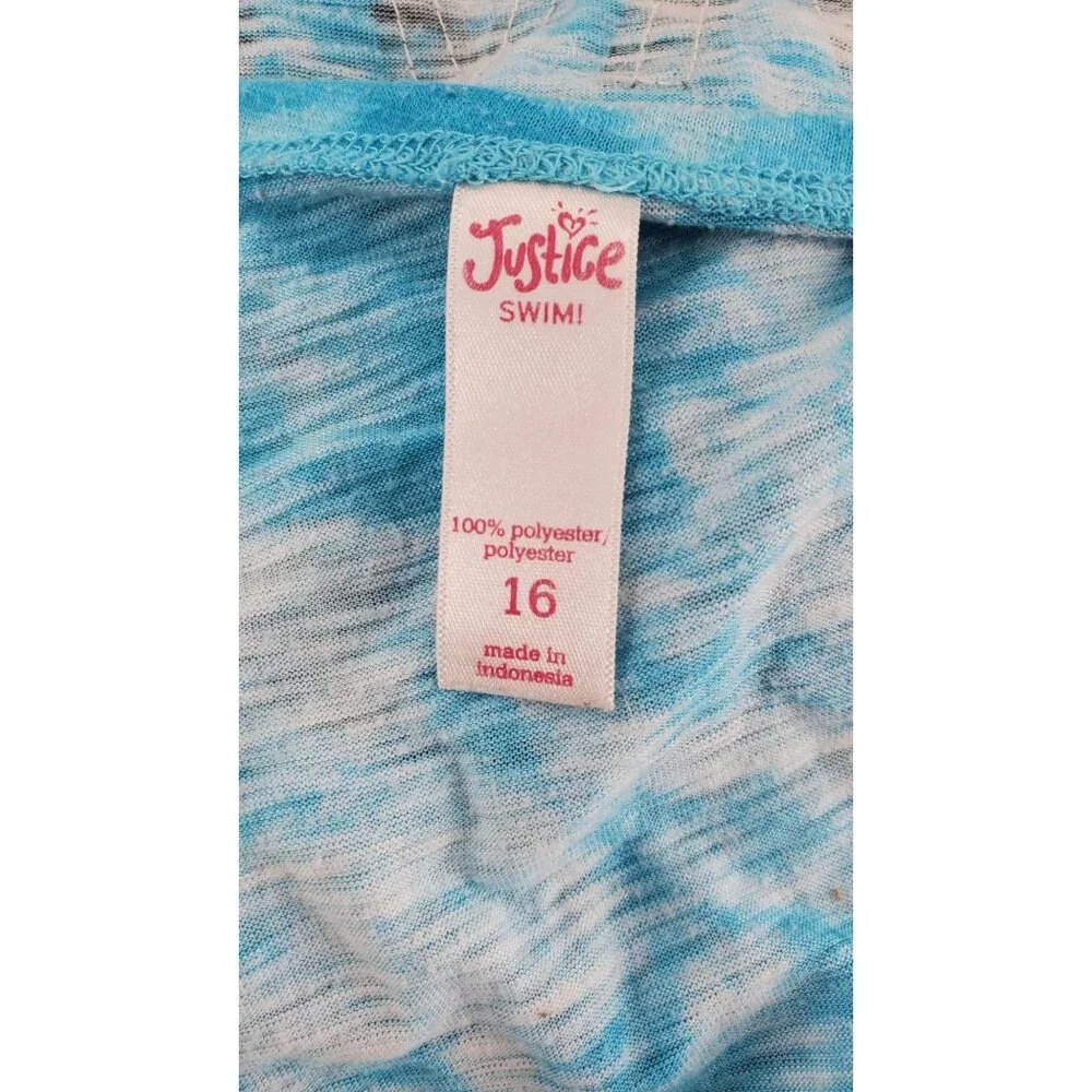Justice 16 XL Girls' Mermaid Swim Cover-up Dress Tie-Dye Sequin Glitter Bling